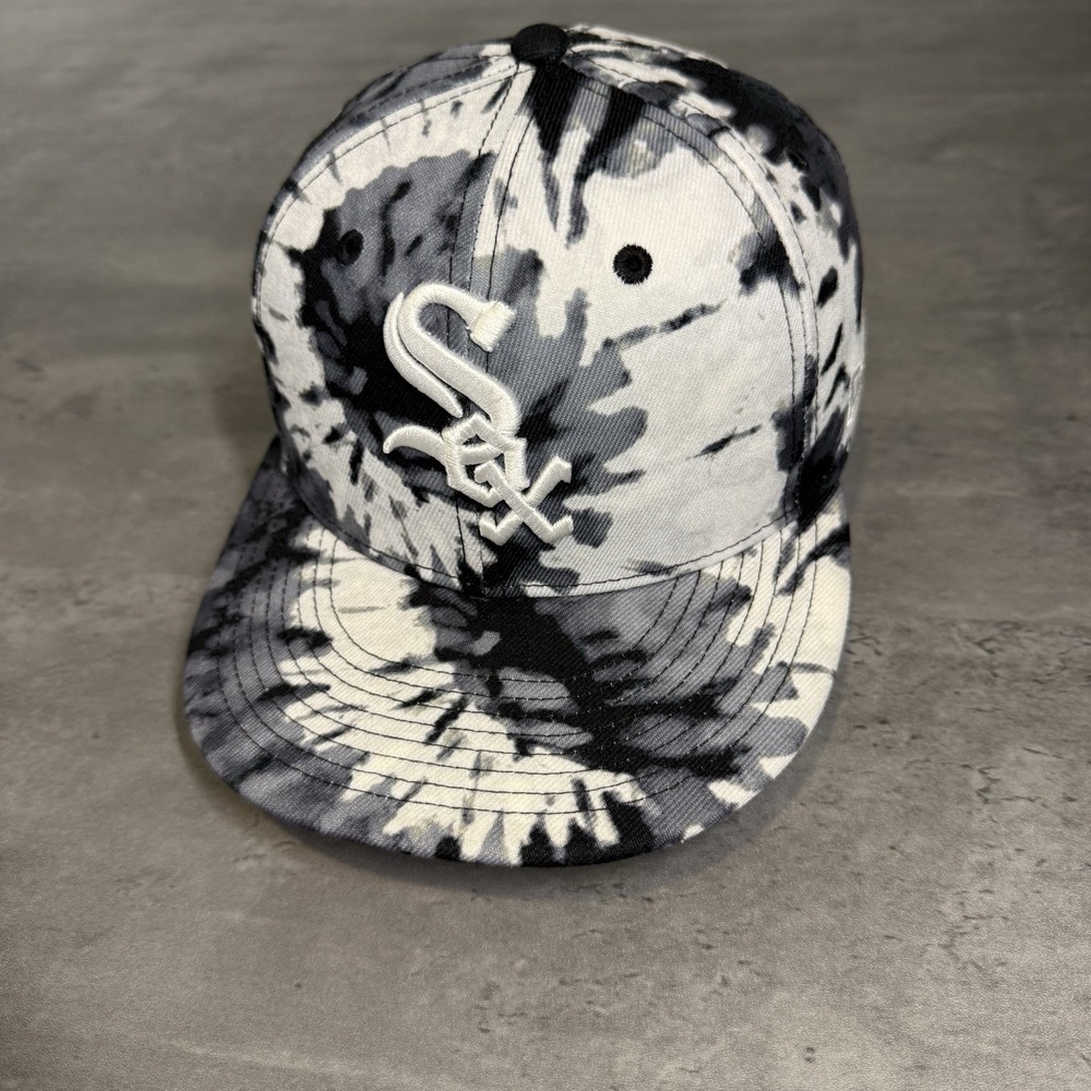 Chicago White Sox Hat New Era Cap 7 Black Gray White Tie Dye 59Fifty Cap Fitted
